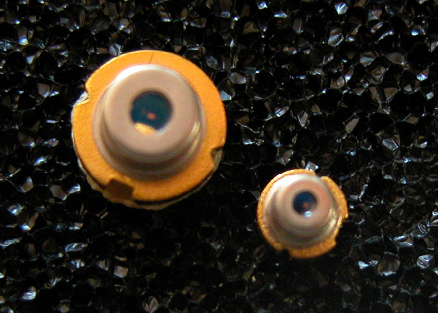 photo of 5.6mm and 3.3mm diodes side by side